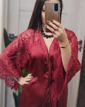 Walentynki Bordowe Kimono szlafrok XL/XXL 