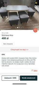 Stół z pufami cały zestaw IKEA