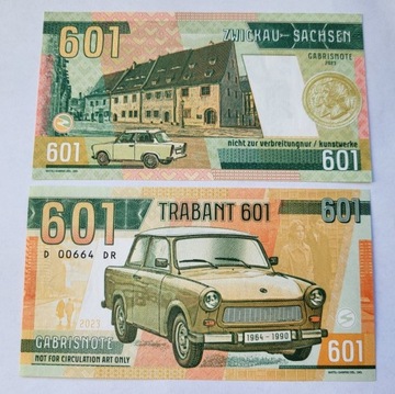 Banknot Trabant 601 seria D 00664 DR 2023r UNC.