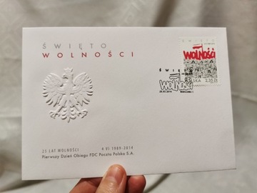 Koperta ze znaczkiem Święto Wolności 2014