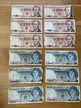 Banknoty PRL - 100zł i 1000zł