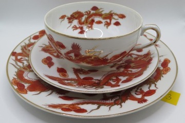 Filiżanka cienka japońska porcelana smok TRIO 