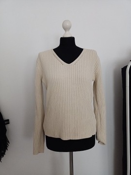 Beżowy sweterek damski NEXT rozmiar 12 L 40 V neck