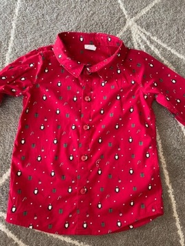 Czerwona świąteczna koszula H&M r.92