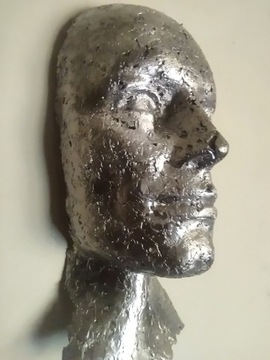 Rzeźba z metalu maska twarz loft rękodzieło 