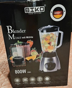 Blender szklany, rozdrabniacz BIKO 1,5L 800W