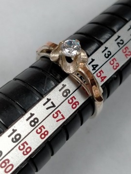 Srebrny złocony pierścionek rozmiar 15