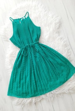 ELLE piękna zielona sukienka śliczna XS 34