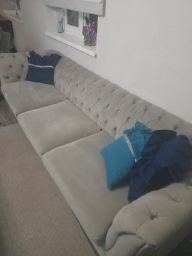 Sofa chesterfield szara