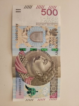 Banknot 500 zł seria A Ciekawy numer 