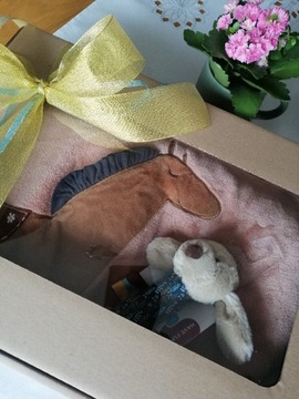 Zestaw Gift Box śpiworek niemowlęcy pluszowy pies