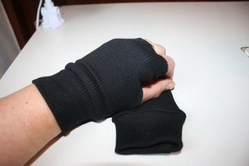 czarne rękawiczki bez palców mitenki roz. M/L