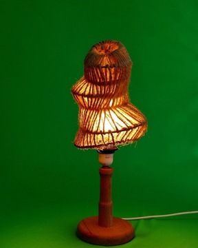 Lampka stołowa eko - drewno i sznurek,  handmade