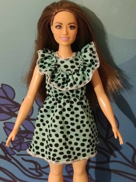 Lalka Barbie Fashionistas turkusowa sukienka 