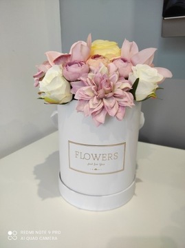 FLOWER BOX kompozycja kwiaty sztuczne premium duży