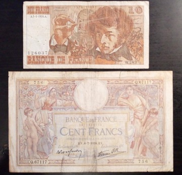 Zestaw banknotów Francja