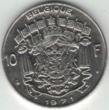 Belgia 10 franków francs 1971 Q 27 mm