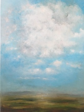 Pejzaż, chmury, malarstwo akrylowe