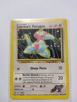 Sabrina's Porygon stan 3+/6 Gym Challenge Pokemon karta 1999 