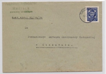 Koperta ze znaczkiem urzędowym - Cieszyn 1951 rok