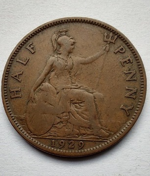 ANGLIA 1/2 Pence 1929 ŁADNA