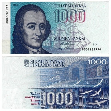 Banknot  #1000 marek Finlandia XF 1986