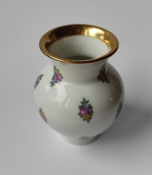 Dzbanek mini porcelana złocenia kwiaty 