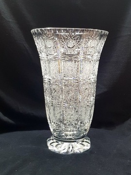 Kryształowy wazon,bardzo bogaty szlif Vintage,PRL 