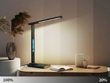 Lampka biurkowa LED ładowanie indukcyjne godzina 