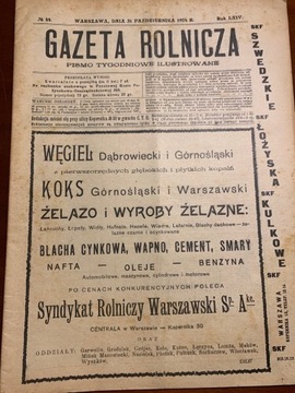 Gazeta Rolnicza  No 44.   1924 r