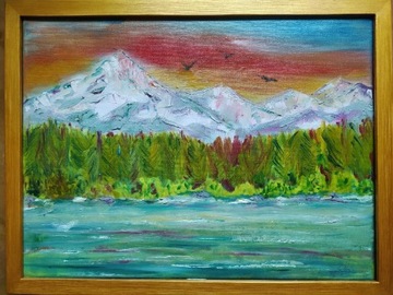 "Górski pejzaż" Obraz olejny ręcznie malowany