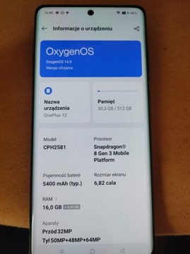 OnePlus 12 16 GB/ 512 GB Czarny