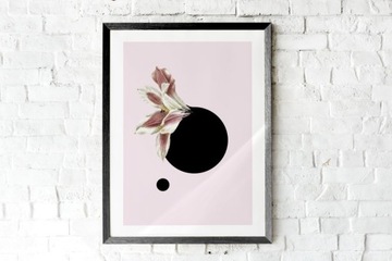 Plakat/Obraz A4 ozdobny pudrowy róż "koło i kwiat"