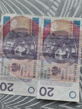 Banknoty 2 szt 20 zł