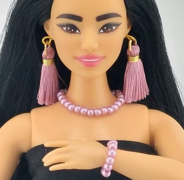 Zestaw biżuterii dla lalek Barbie liliowy
