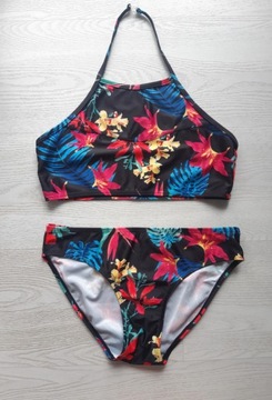 Strój kostium kąpielowy bikini kwiaty 34,XS/36,S 