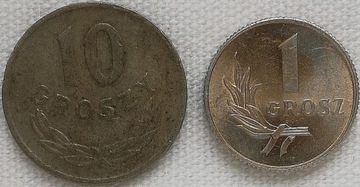 Polska 1 i 10 groszy 1949, Y#39 i Y#42