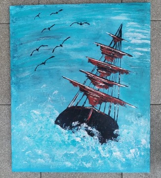 Statek. Obraz akrylowy na płótnie 60 x 50 