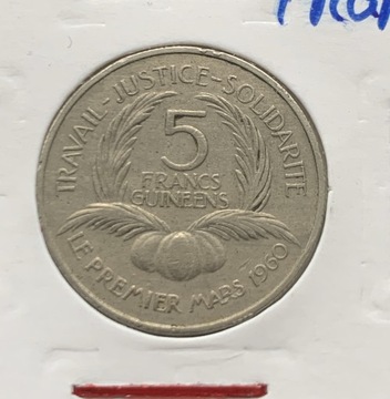 Gwinea 5 franków, 1962