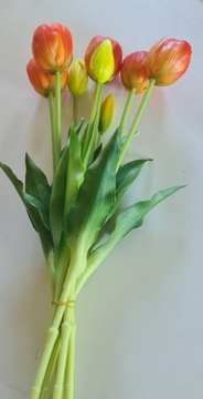 Tulipany silikonowe bukiet 7szt pomaranczowy