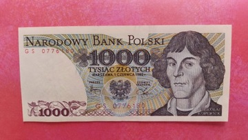 Banknot 1000 zł z 1982r. Seria GS.