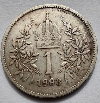 AUSTRIA 1 Corona 1893 srebro ŁADNA 