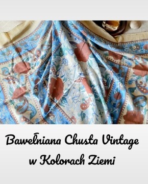 Chusta z Bawełny Chustka Vintage w Kolorach Ziemi