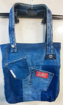 Szoperka, jeans recykling patchwork A3