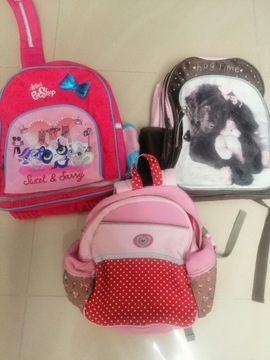 Śliczny zestaw plecaków szkolnych dla dziewczynki.