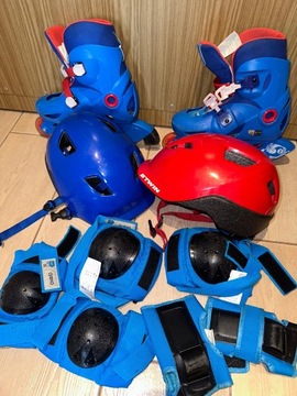 Rolki Oxelo+kask 2 szt.+zestaw ochraniaczy r.34-36