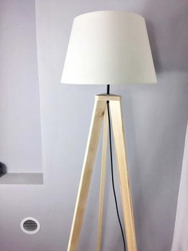 DREWNIANA LAMPA, tripod,  podłogowa, trójnóg, 0085