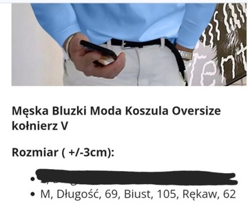 Koszula męska casual  Oversize długi rękaw 