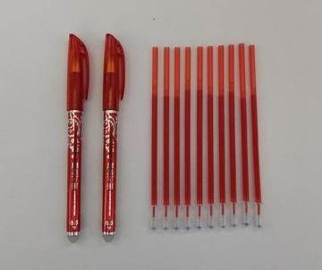 Zestaw 2 długopisy z gumką+10 wkładów ścieralnych 