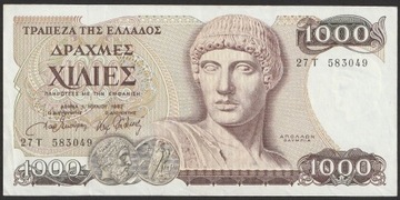 Grecja 1000 drachm 1987 - 27T - stan 2